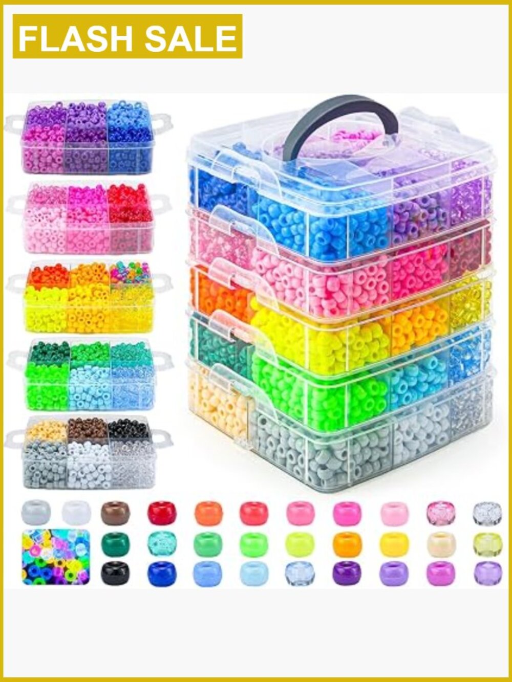6000 Pcs Pony Beads with Glow in Dark, Hair Beads for Braids & Jewelry Making